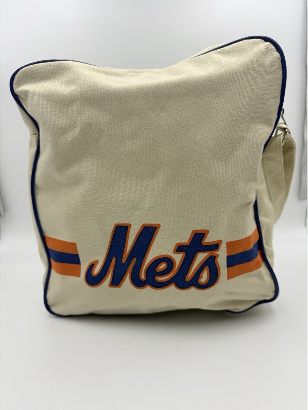 Rare Vintage 80s New York Mets MLB Bag Messenger Canvas Travel  Cream Tote